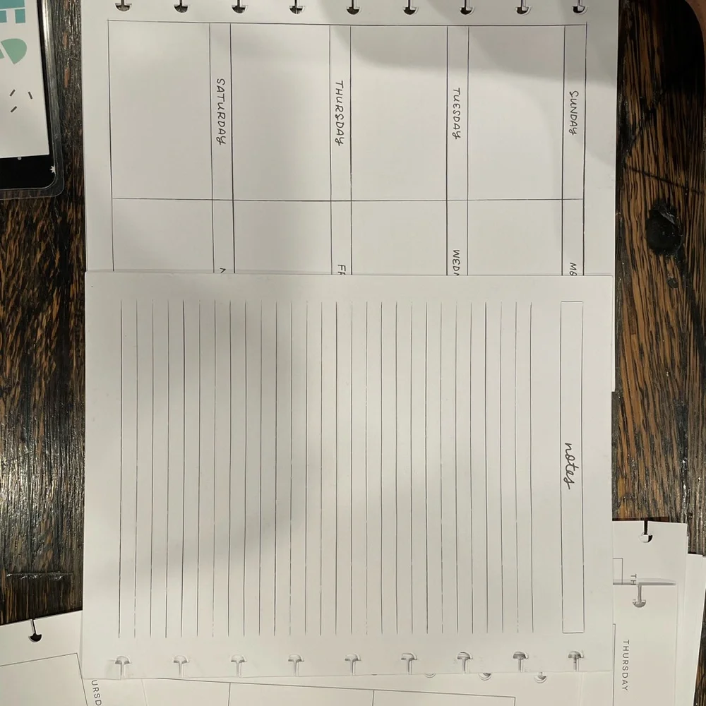The Happy Planner Colorful Wave Calendar -mix of pages, rings, monthly dividers.